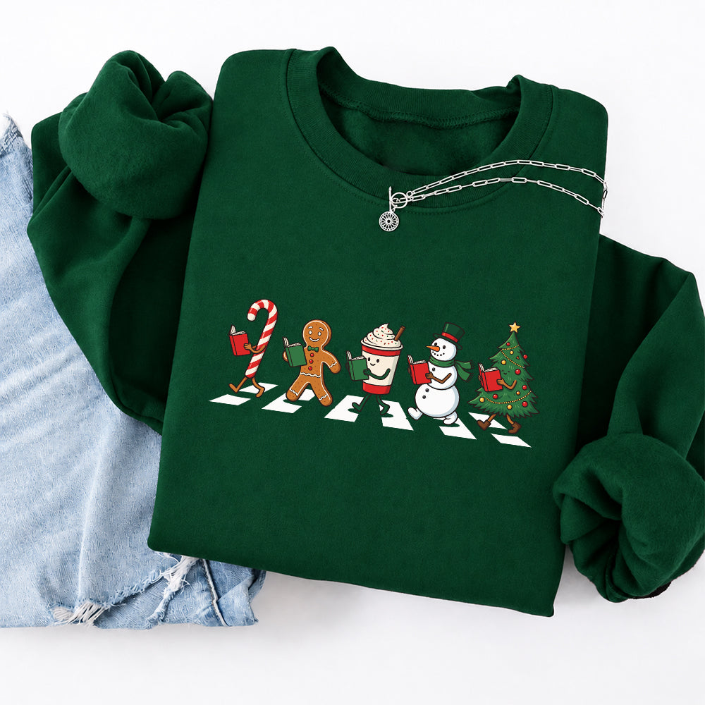 Christmas Reading Parade Softstyle Sweatshirt | Christmas Gift For Readers Forest Green