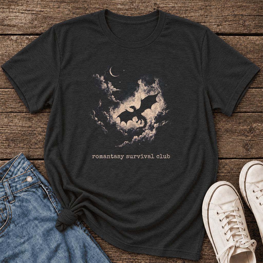 Romantasy Survival Club Ultra-Soft Cotton T-Shirt | Fantasy Book Lover Gift Black Heather