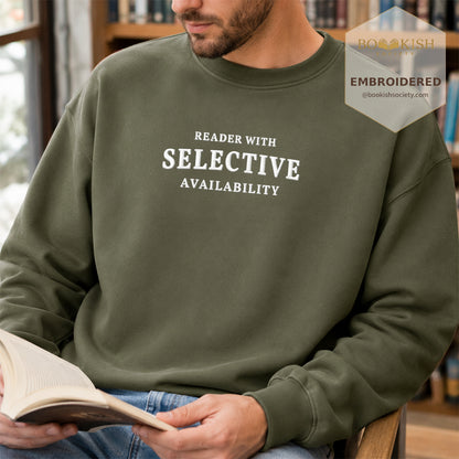 Reader With Selective Availability Embroidered Sweatshirt | Reader Gift Military Green