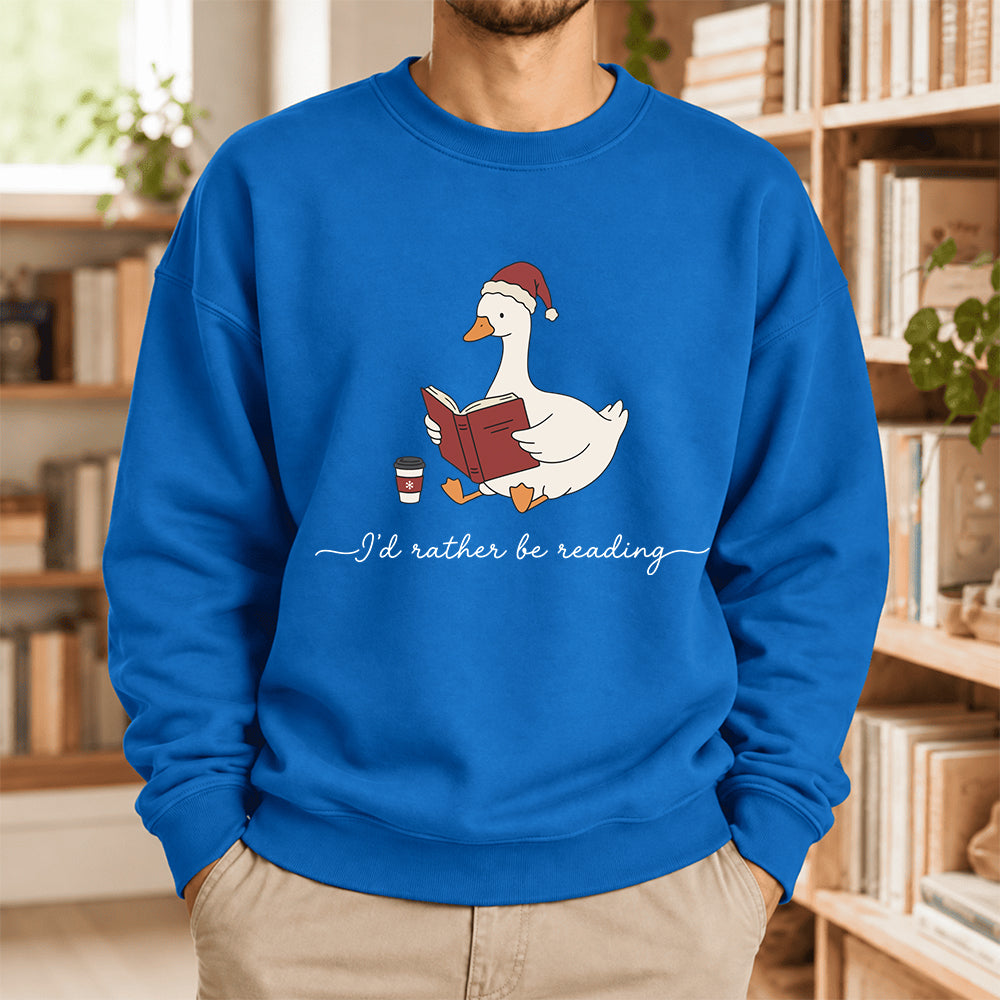 I'D Rather Be Reading Softstyle Sweatshirt | Christmas Book Lover Gift Royal