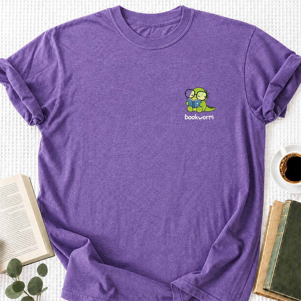 Bookworm Cotton T-Shirt | Book Lover Gift Heather Purple