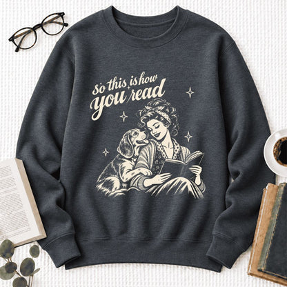 How You Read Beagle Softstyle Sweatshirt | Cozy Dog Mom Reader Gift Dark Heather