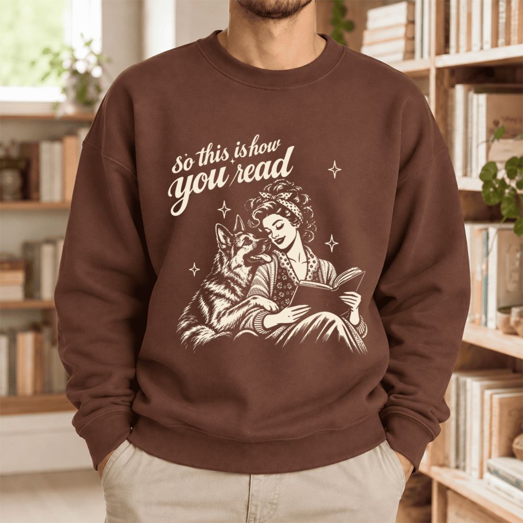 How You Read German Shepherd Softstyle Sweatshirt | Cozy Dog Mom Reader Gift Cocoa