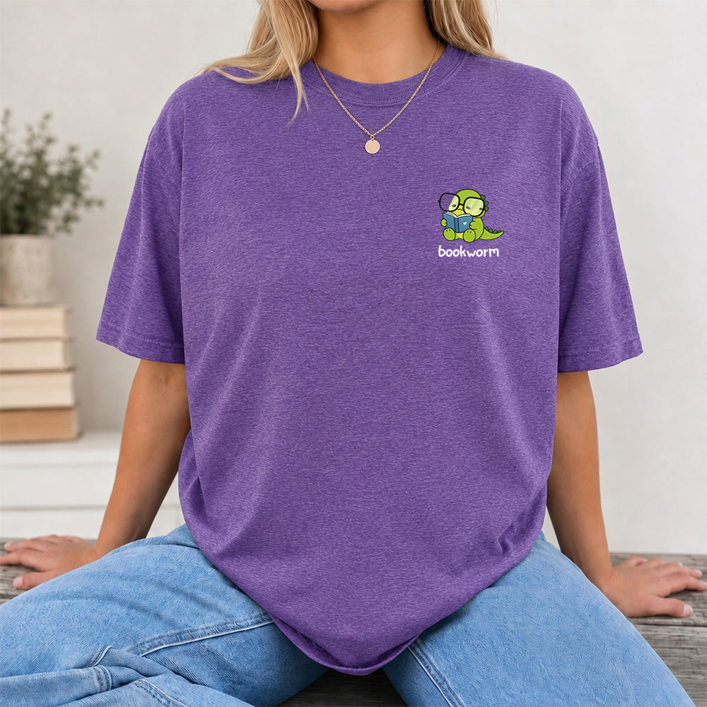 Bookworm Cotton T-Shirt | Book Lover Gift Heather Purple