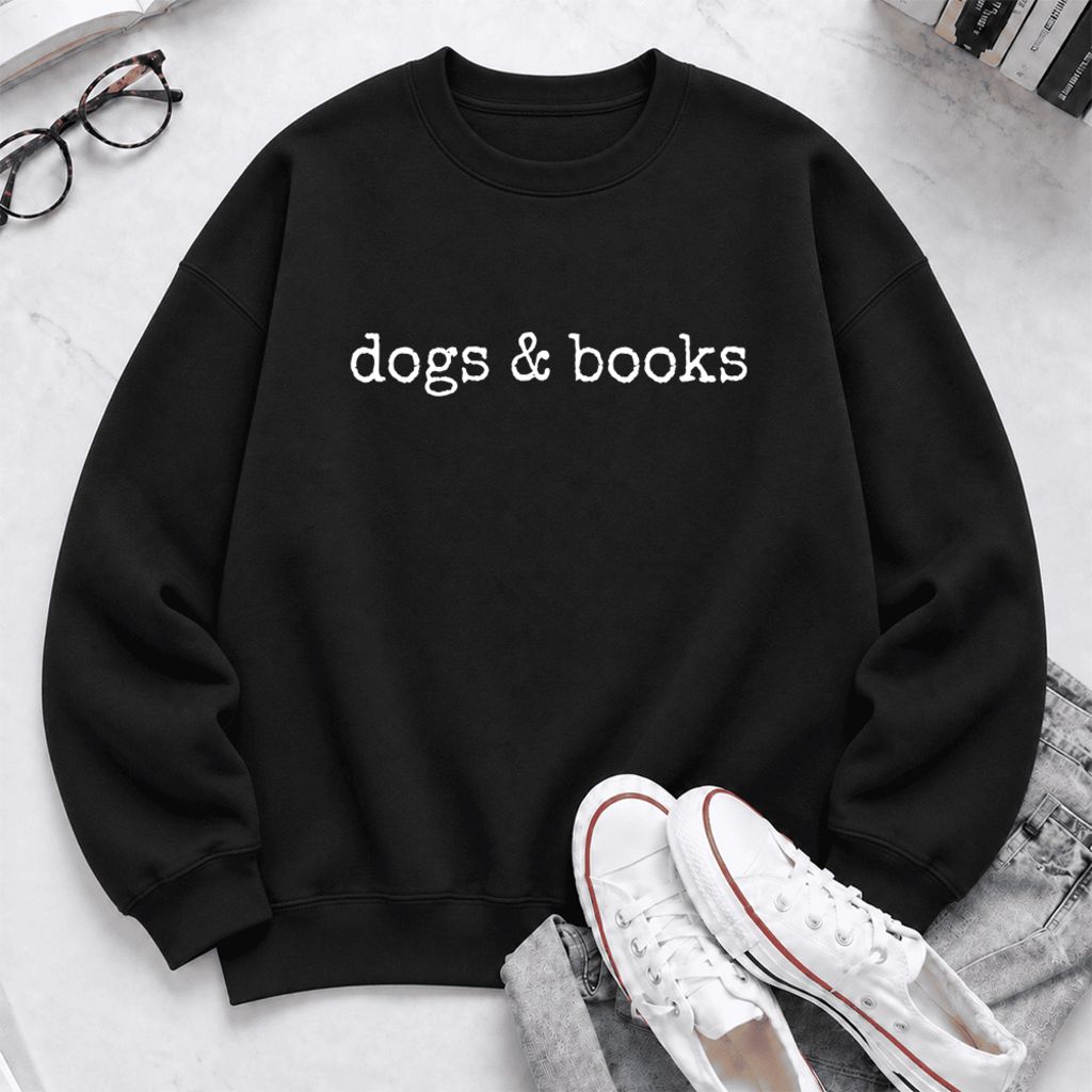 Dogs & Books Softstyle Sweatshirt | Dog Lover & Reader Gift Black