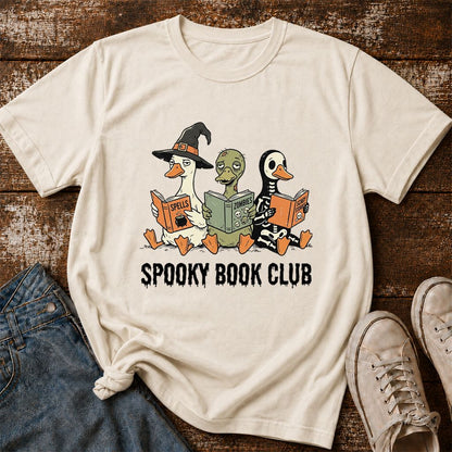 Spooky Book Club Printed T-Shirt | Halloween Book Lover Gift Natural