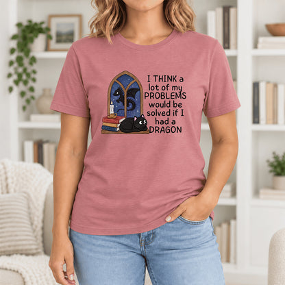 If I Could Have A Dragon Ultra-Soft Cotton T-Shirt | Fantasy Book Lover Gift Mauve