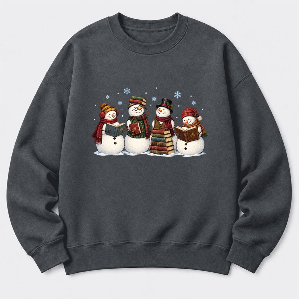Bookish Snowman Club Softstyle Sweatshirt | Christmas Book Lover Gift Dark Heather