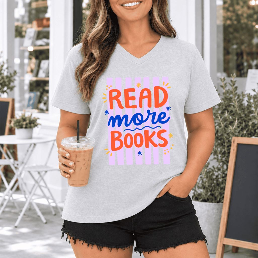 Read More Books Ultra-Soft V-Neck | Energizing Book Lover Gift Ash