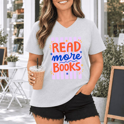 Read More Books Ultra-Soft V-Neck | Energizing Book Lover Gift Ash