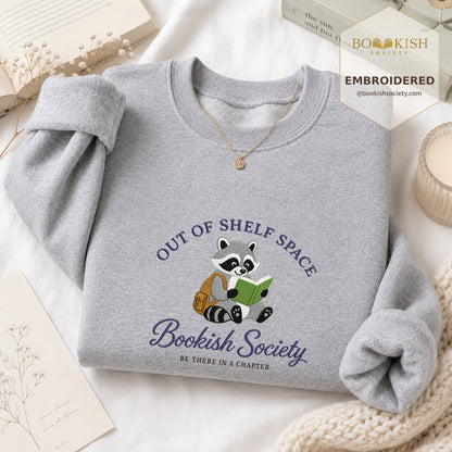 Funny Raccoon Embroidered Sweatshirt | Reader Gift Sport Grey