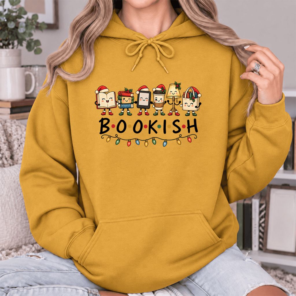 Christmas Bookish Things Softstyle Hoodie | Christmas Gift For Readers Mustard