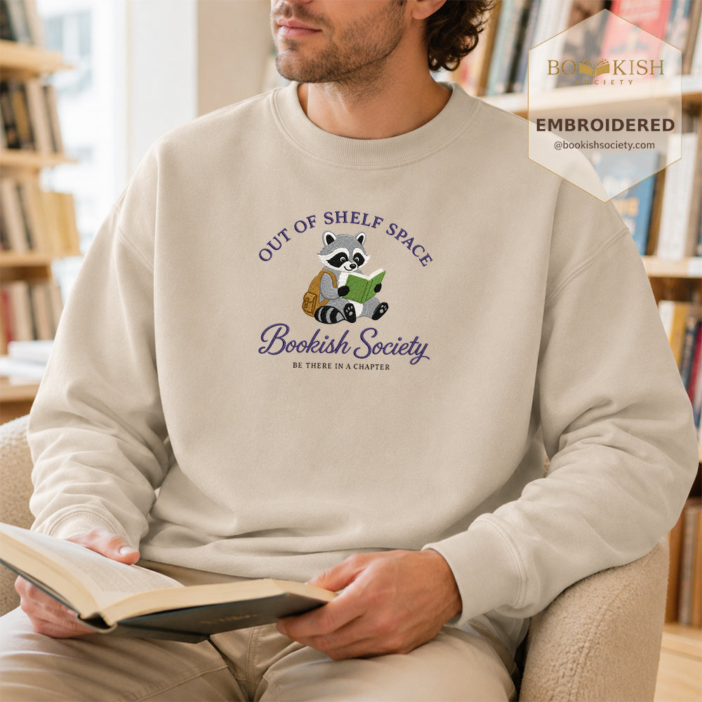 Funny Raccoon Embroidered Sweatshirt | Reader Gift Sand