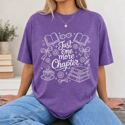 Just One More Chapter Softstyle T-Shirt | Book Lover Gift Heather Purple