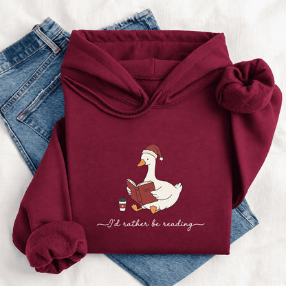 I'd Rather Be Reading Softstyle Hoodie | Christmas Book Lover Gift Maroon