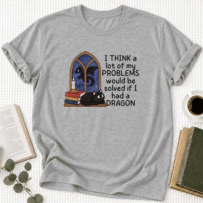 If I Could Have A Dragon Ultra-Soft Cotton T-Shirt | Fantasy Book Lover Gift Athletic Heather