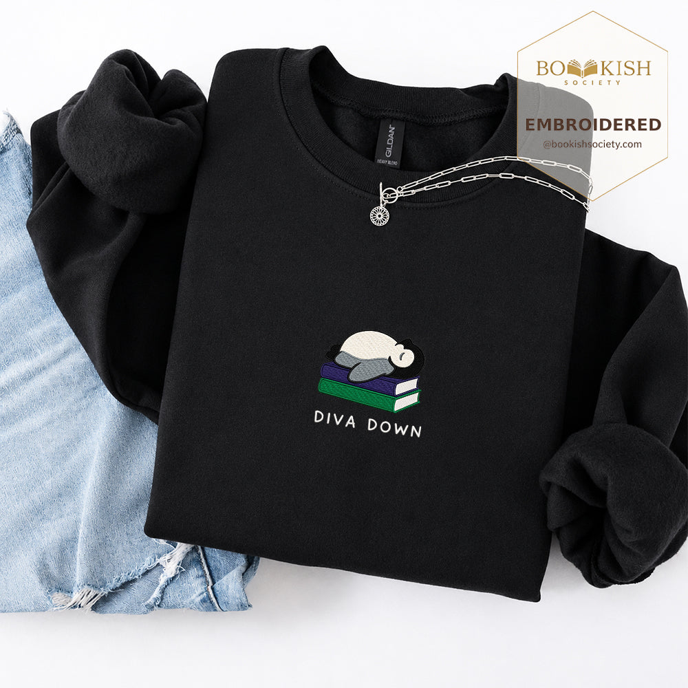 Diva Down Penguin Embroidered Sweatshirt | Reader Gift Black