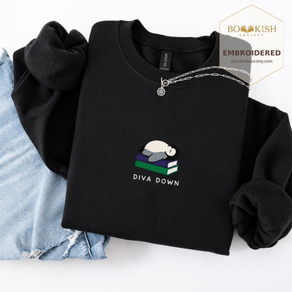 Diva Down Penguin Embroidered Sweatshirt | Reader Gift Black