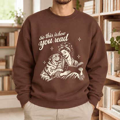 How You Read English Bulldog Softstyle Sweatshirt | Cozy Dog Mom Reader Gift Cocoa