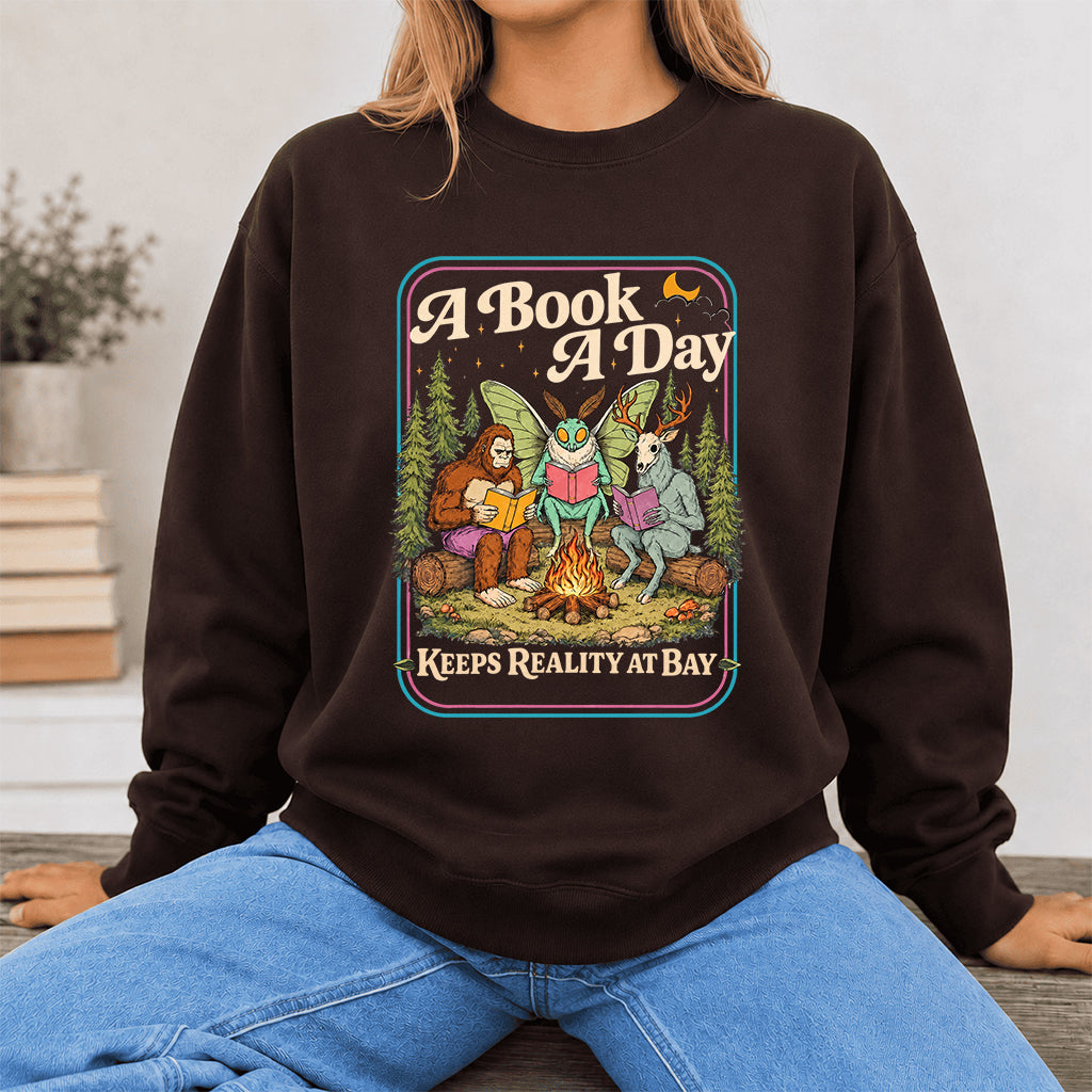 Cryptid Book Club Crewneck Sweatshirt | Reader Gift Dark Chocolate