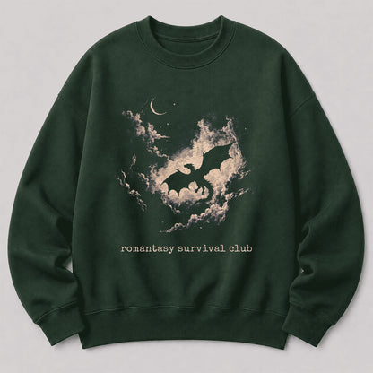 Dark Fantasy Dragon Clouds Crewneck Sweatshirt | Reader Gift Forest Green
