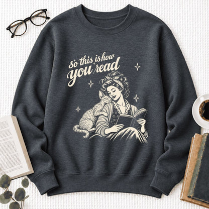 How You Read Devon Rex Softstyle Sweatshirt | Cozy Cat Lover & Reader Gift Dark Heather
