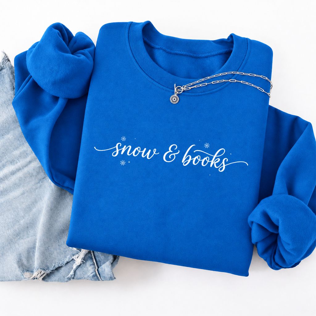 Snow & Books Softstyle Sweatshirt | Christmas Book Lover Gift Royal