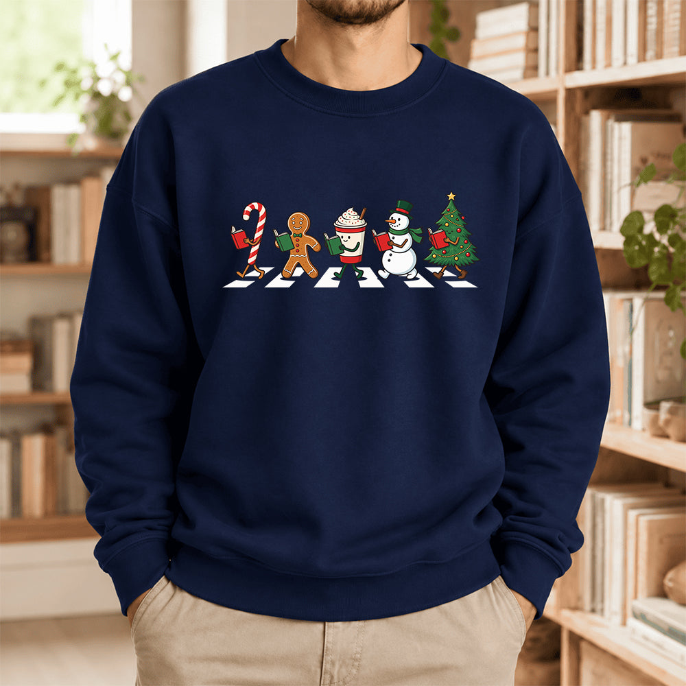 Christmas Reading Parade Softstyle Sweatshirt | Christmas Gift For Readers Navy