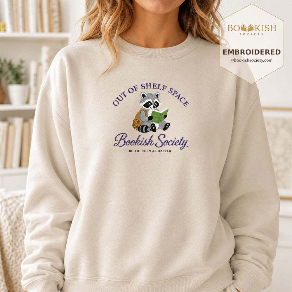 Funny Raccoon Embroidered Sweatshirt | Reader Gift Sand