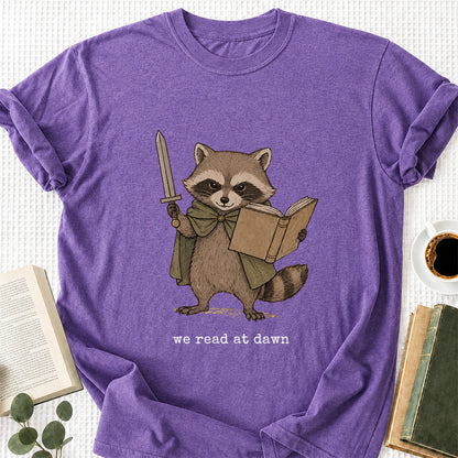 Funny Raccoon Reading Softstyle T-Shirt | Book Lover Gift Heather Purple