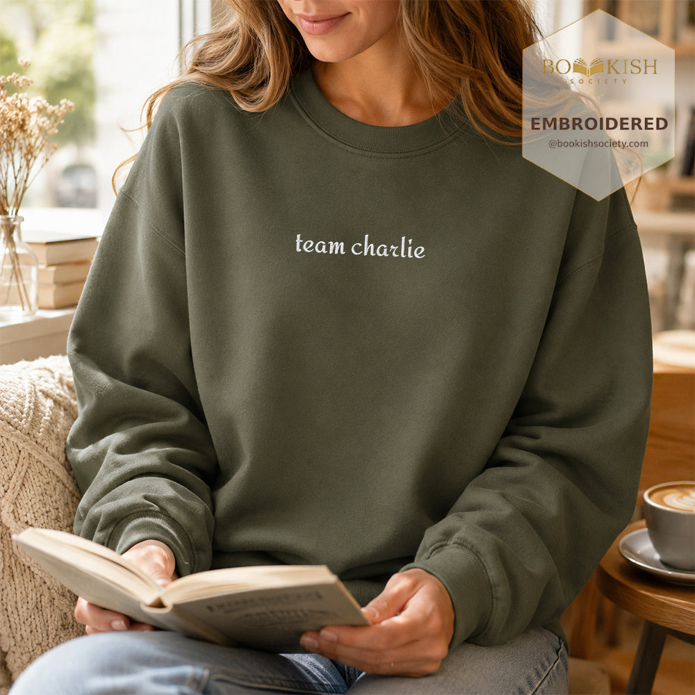 Team Charlie Embroidered Sweatshirt | Reader Gift Military Green