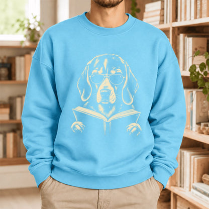 Beagle Reading Book Softstyle Sweatshirt | Dog Mom Reader Gift Sky