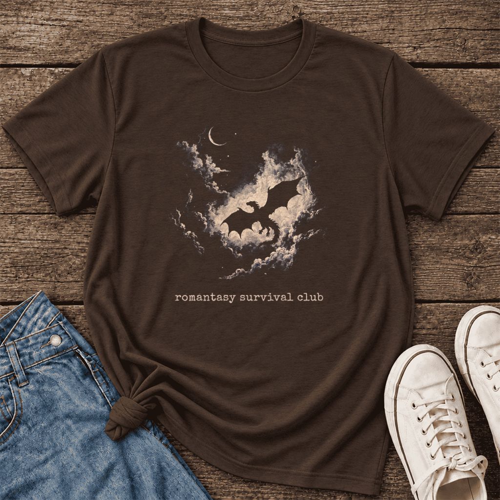 Romantasy Survival Club Ultra-Soft Cotton T-Shirt | Fantasy Book Lover Gift Brown