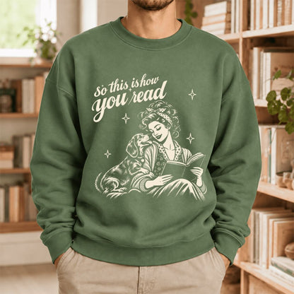 How You Read Dachshund Softstyle Sweatshirt | Cozy Dog Mom Reader Gift Military Green