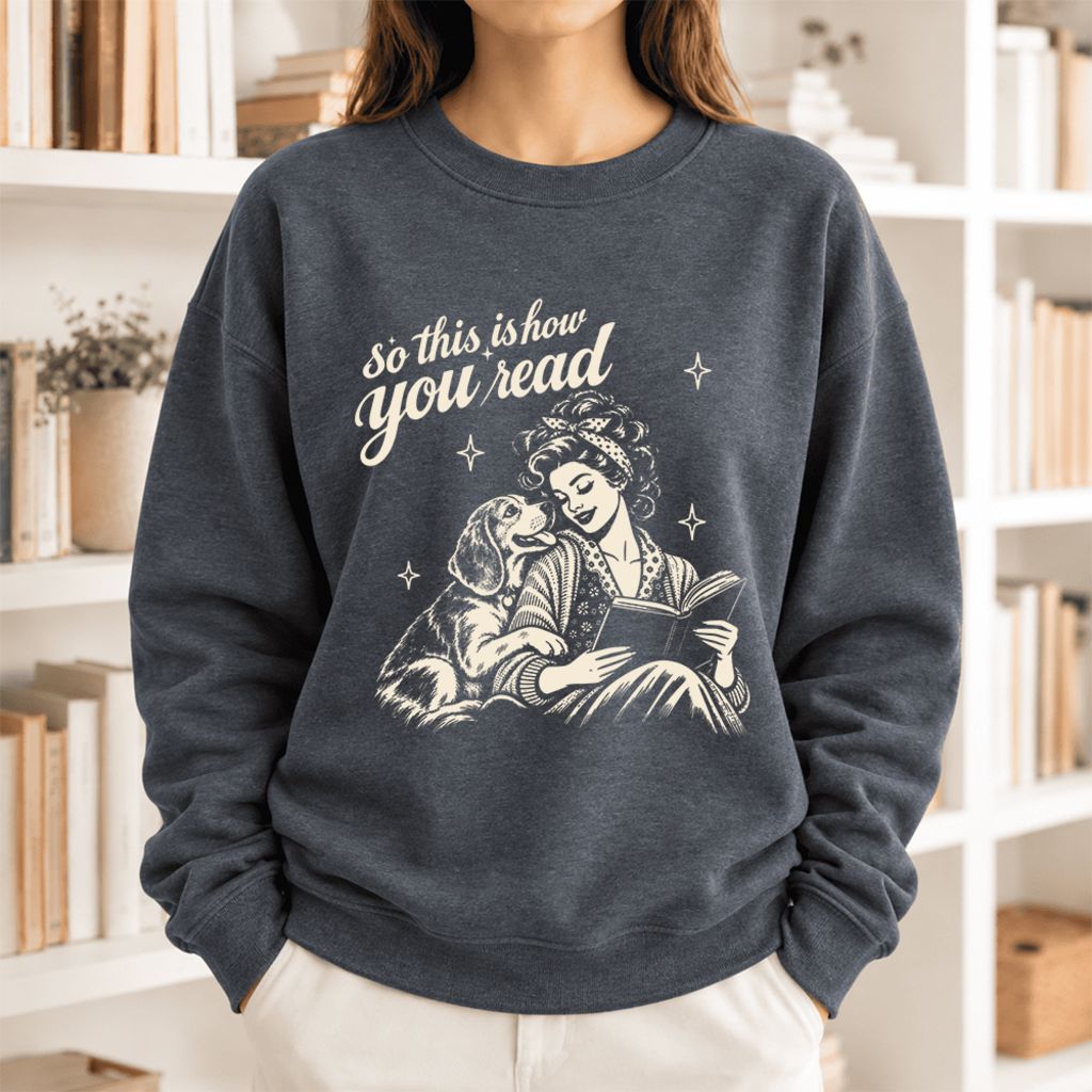 How You Read Beagle Softstyle Sweatshirt | Cozy Dog Mom Reader Gift Dark Heather