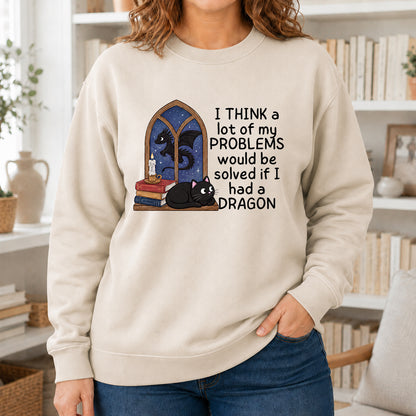 If I Could Have A Dragon Crewneck Sweatshirt | Reader Gift Sand
