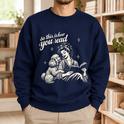 How You Read Poodle Softstyle Sweatshirt | Cozy Dog Mom Reader Gift Navy