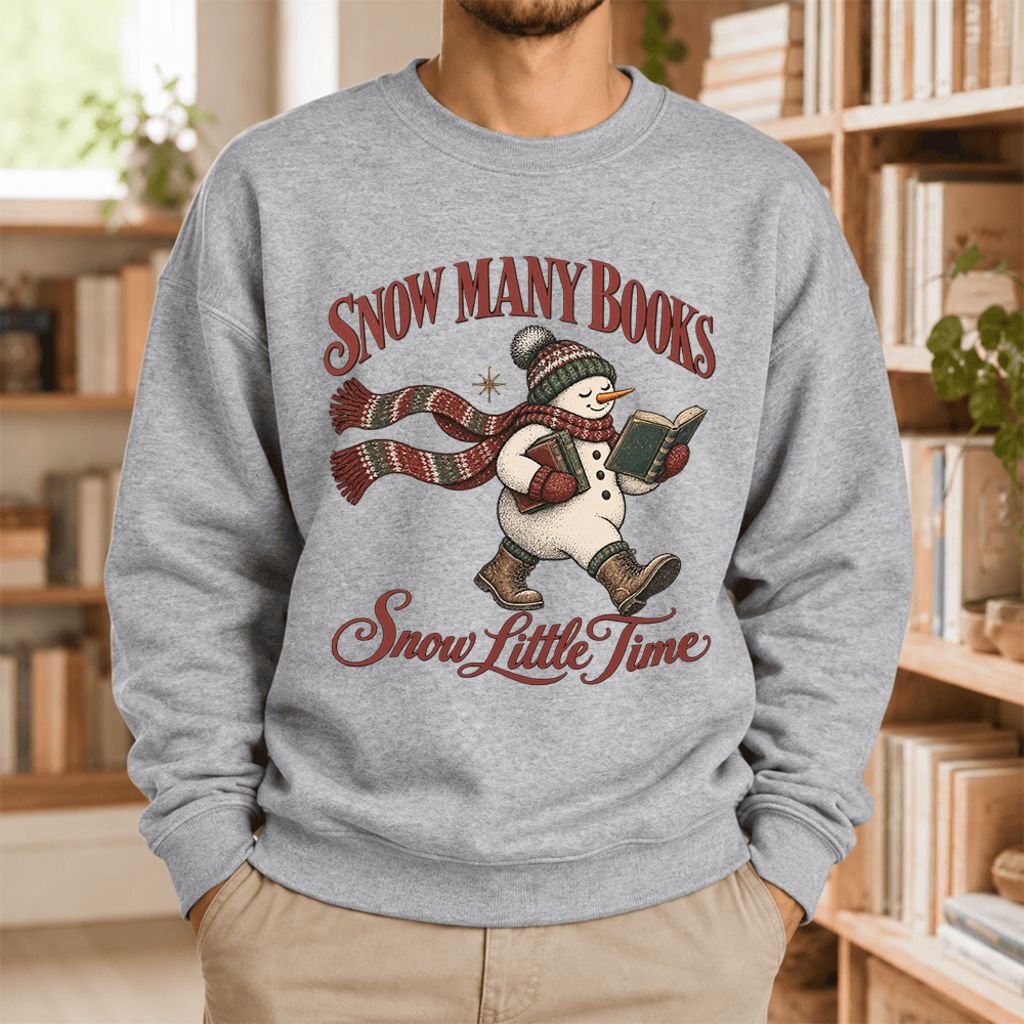 Snow Many Books Snow Little Time Softstyle Sweatshirt | Christmas Reader Gift Sport Grey