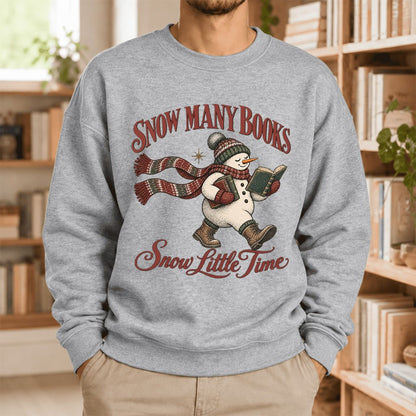 Snow Many Books Snow Little Time Softstyle Sweatshirt | Christmas Reader Gift Sport Grey
