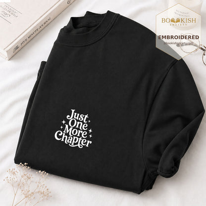 Embroidered Just One More Chapter V2 Comfort Color® T-shirt Book Lover Gift Black