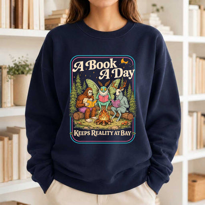 Cryptid Book Club Crewneck Sweatshirt | Reader Gift Navy