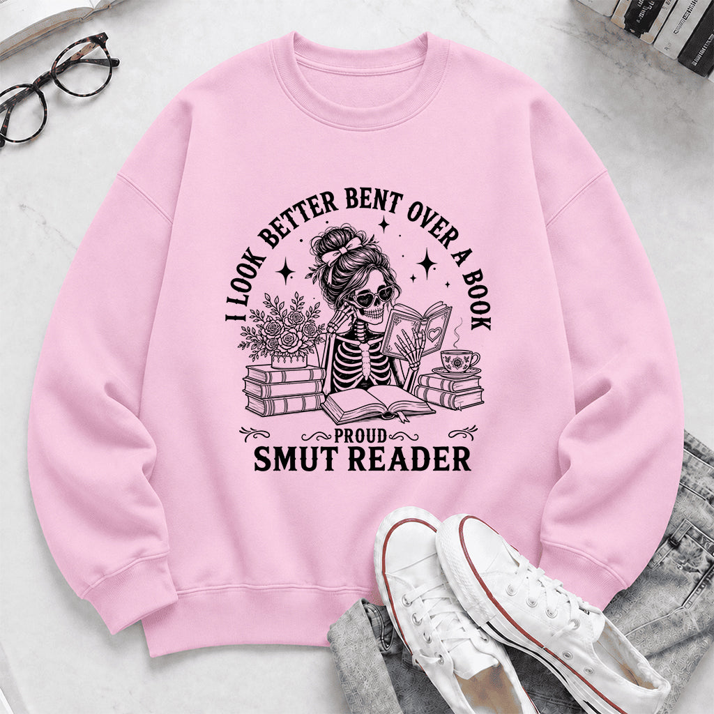 I Look Better Bend Over A Book Crewneck Sweatshirt | Reader Gift Light Pink