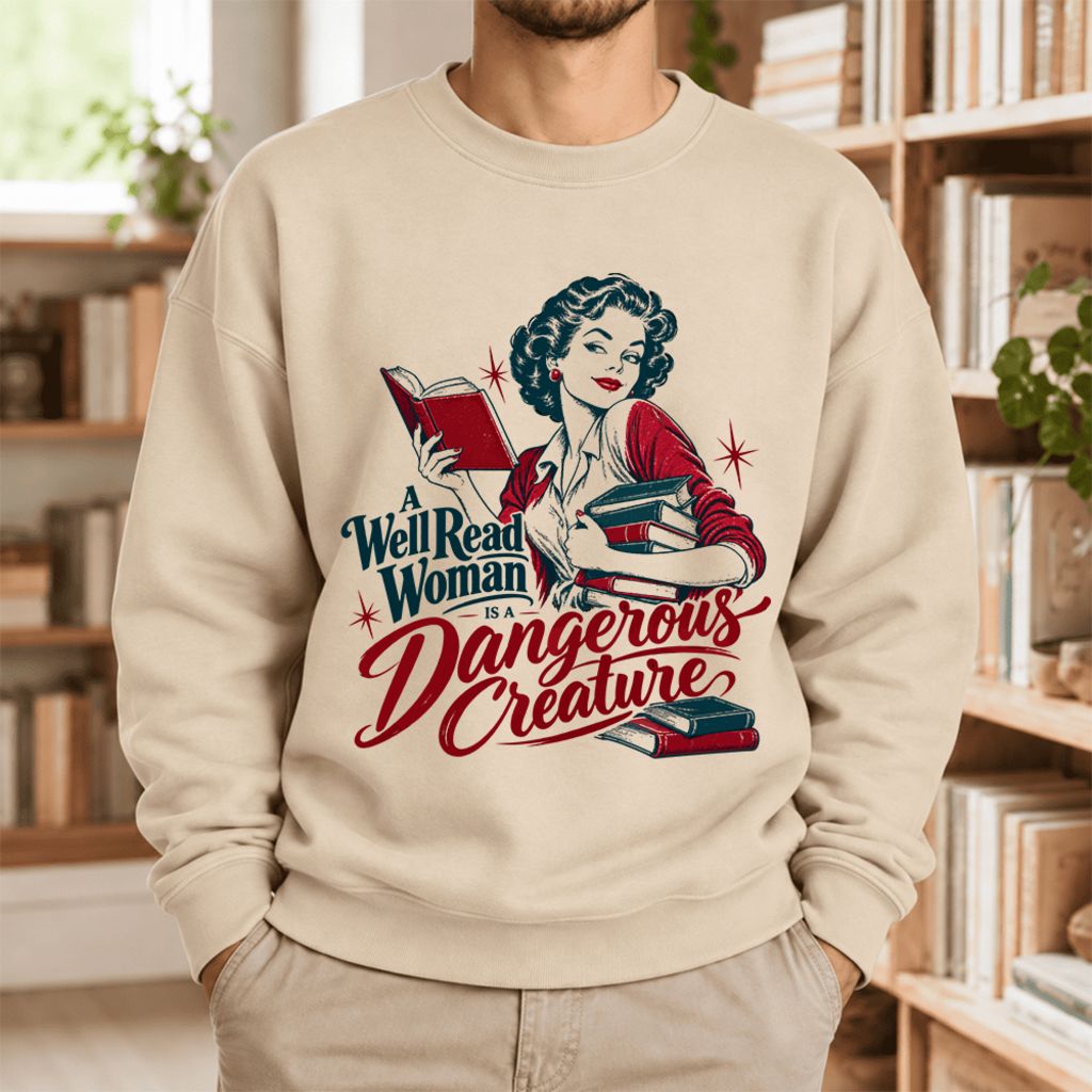 A Well Read Woman Is A Dangerous Creature Softstyle Sweatshirt | Reader Gift Sand