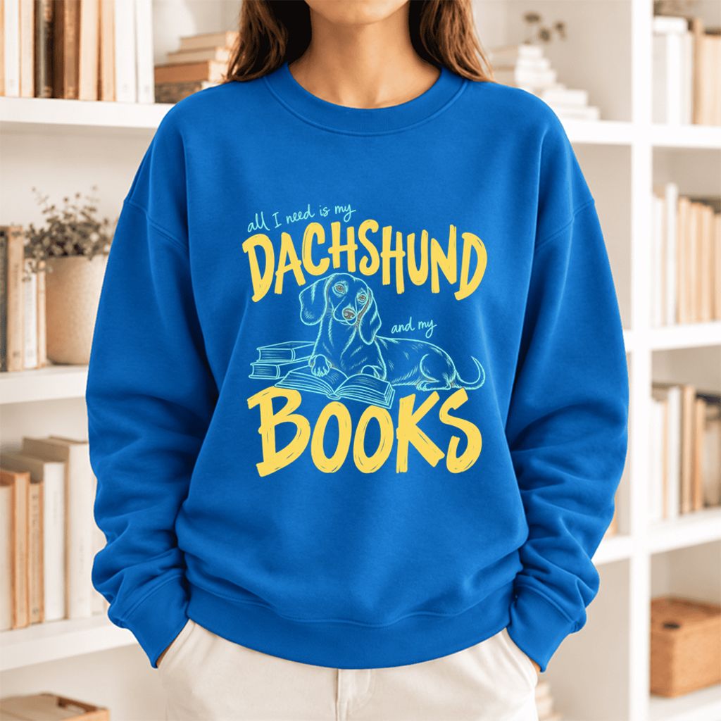All I Need Is My Dachshund And My Books Softstyle Sweatshirt | Gift Royal