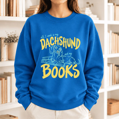 All I Need Is My Dachshund And My Books Softstyle Sweatshirt | Gift Royal