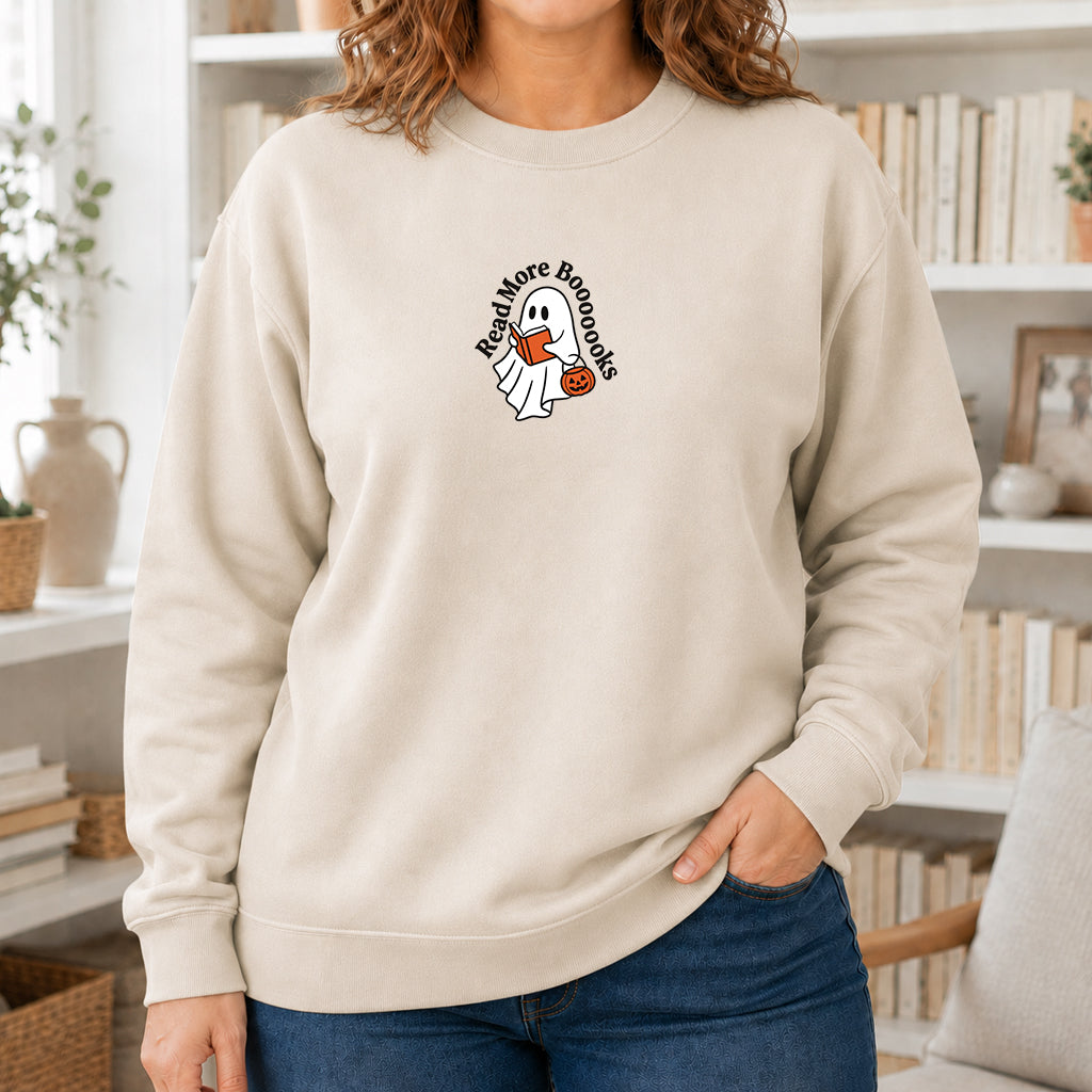 Read More Book Crewneck Sweatshirt | Halloween Reader Gift Sand