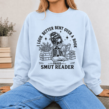 I Look Better Bend Over A Book Crewneck Sweatshirt | Reader Gift Light Blue