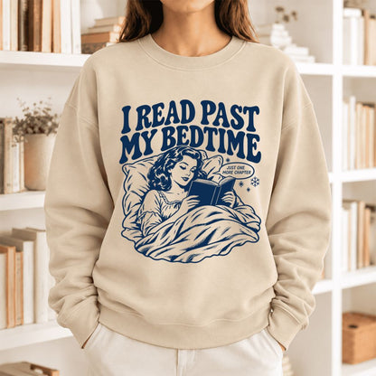 I Read Past My Bed Time Softstyle Sweatshirt | Cozy Reader Gift Sand