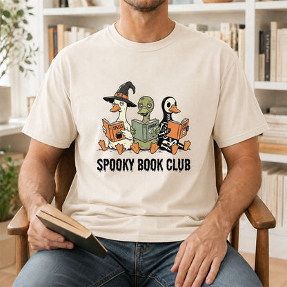 Spooky Book Club Printed T-Shirt | Halloween Book Lover Gift Natural