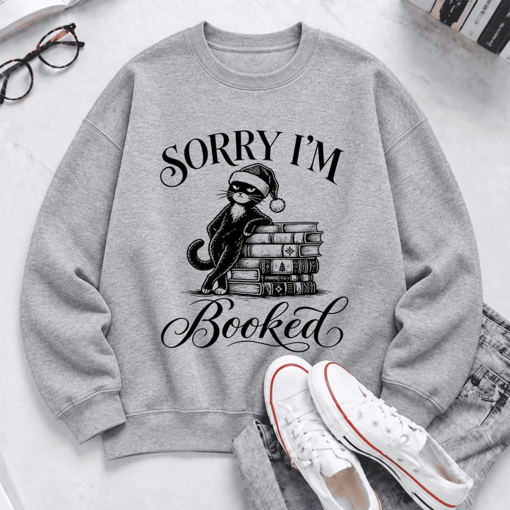 Sorry I'M Booked Softstyle Sweatshirt | Christmas Book Lover Gift Sport Grey
